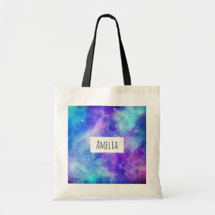 Tote Bag Espace de galaxie violet et bleu Abstrait