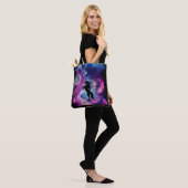 Tote Bag Espace Imaginaire Nebula Unicorne bleu rose (Sur le modèle)