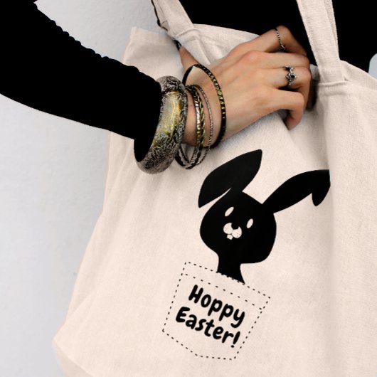 Tote Bag Espèce De Souhait De Pâques Avec Lapin Noir Joué