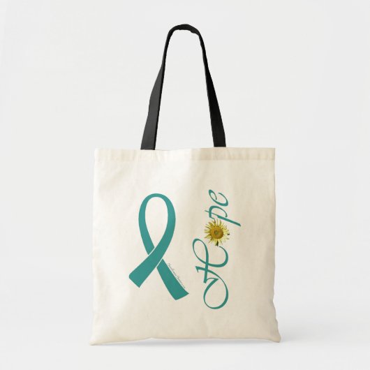 Tote Bag Espoir turquoise de ruban (Devant)