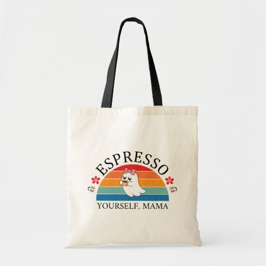 Tote Bag Espresso Yourself Mama - Retro Rainbow Ghost (Devant)