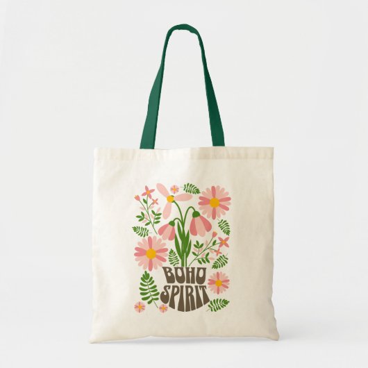Tote Bag Esprit Boho Floral Esthétique Rétro (Devant)