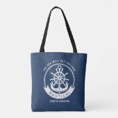 Tote Bag Esprit nautique Ancre, Roue, Bleu marine (Dos)