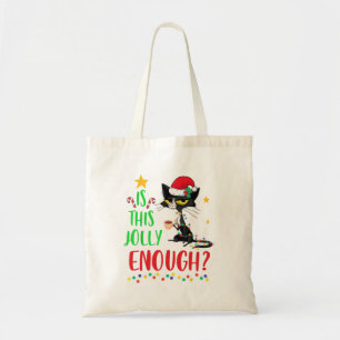 Tote Bag Est-ce que ce chat noir Joyeux Noël est assez joye