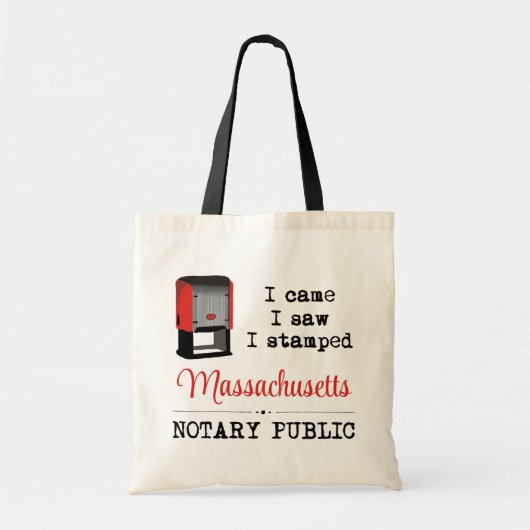 Tote Bag Est Venu Voir Stamped Notaire Public Massachusetts (Devant)