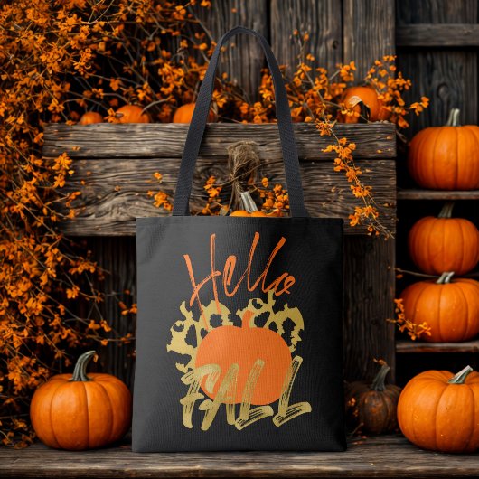 Tote Bag Esthétique Bonjour Automne Stylé Typographie Noir