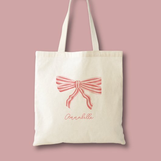 Tote Bag Esthétique Coquette Rose Blush Arc & prénom