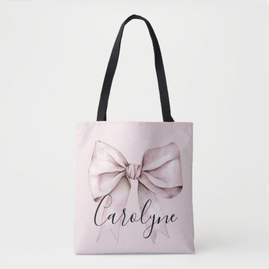 Tote Bag esthétique de noeud papillon rose coquette Nom per (Devant)