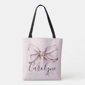 Tote Bag esthétique de noeud papillon rose coquette Nom per (Dos)