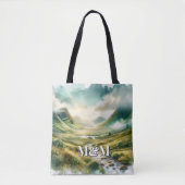 Tote Bag Esthétique des Highlands d'Écosse, monogramme mode (Devant)