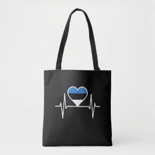 Tote Bag Estonie Heartbeat Estonie Drapeau