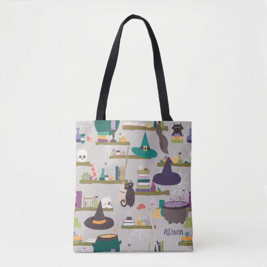 Tote Bag Étagères à spellcaster Halloween sorcière (Devant)