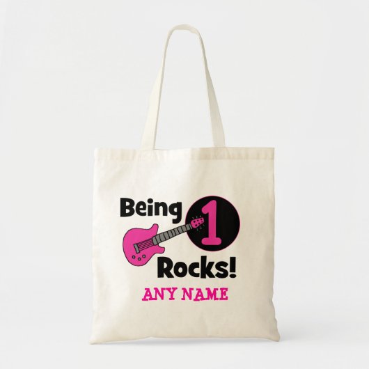 Tote Bag Étant roches 1 ! avec la guitare rose (Devant)