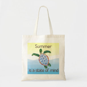 Tote Bag "État d'esprit d'été" Tortue de mer Aquarelle sur
