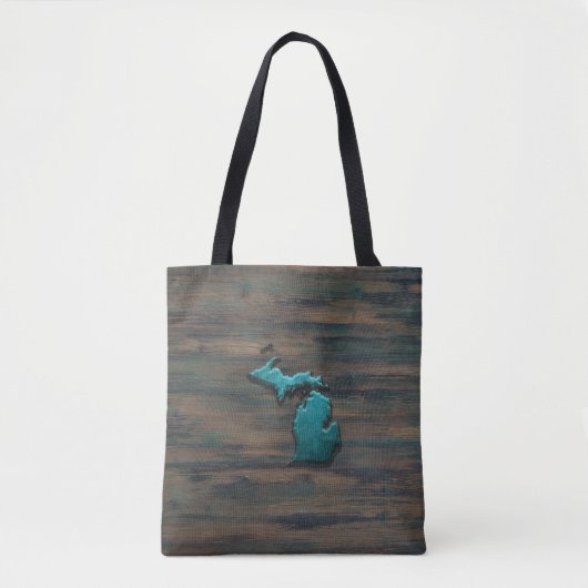 Tote Bag État du Michigan Turquoise (Devant)