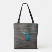 Tote Bag État du Michigan Turquoise (Dos)