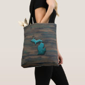 Tote Bag État du Michigan Turquoise (De près)