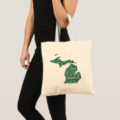 Tote Bag État vert des villes du Michigan (Devant (produit))