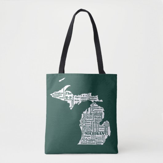 Tote Bag État vert des villes du Michigan (Devant)
