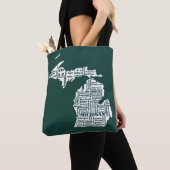 Tote Bag État vert des villes du Michigan (De près)