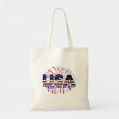 Tote Bag Etats-Unis drapeau texte parties scintillant feux (Devant)