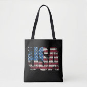 Tote Bag Etats-Unis gruner la conception de texte avec drap (Devant)
