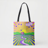 Tote Bag Été d'amour Psychédélique Soixante-dix Sunburst (Devant)