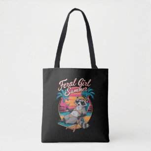 Tote Bag Été de fille sauvage plage drôle raton laveur