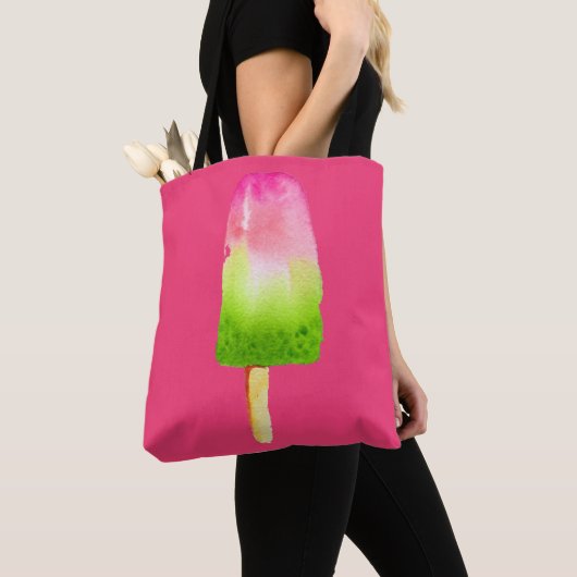 Tote Bag Été framboise rose popsicle (De près)