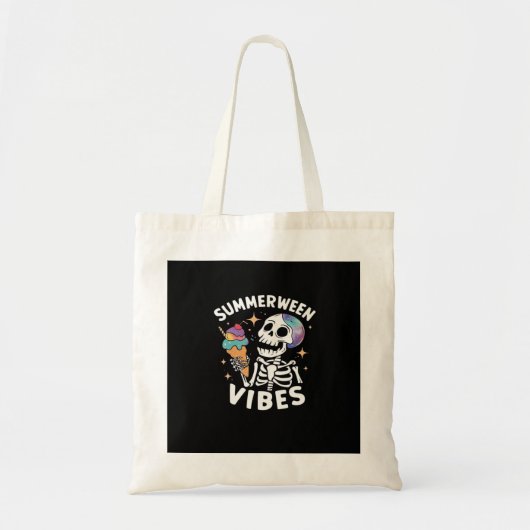 Tote Bag Été Halloween Funky Skeleton Ice Cre (Devant)