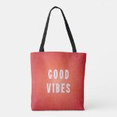 Tote Bag Été orange/rouge + blanc imprimé Good Vibes (Dos)