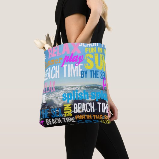 Tote Bag Été Plage Temps Amusement (De près)