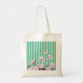 Tote Bag Été, printemps, imprimé magnolia rayé vert (Devant)