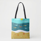 Tote Bag Été Rétro Plage Moderne du Milieu du Siècle (Devant)