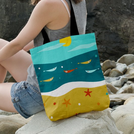 Tote Bag Été Rétro Plage Moderne du Milieu du Siècle