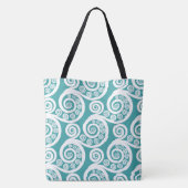 Tote Bag Été Turquoise Blanc Botanique Fern Boucles Feuille (Dos)