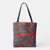 Tote Bag Ethnic Boho Colorful Pattern Red Blue & Gold (Dos)