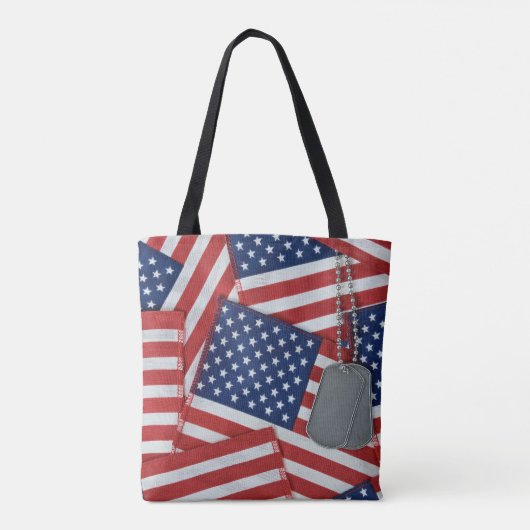 Tote Bag étiquette de chien militaire sur les drapeaux (Dos)
