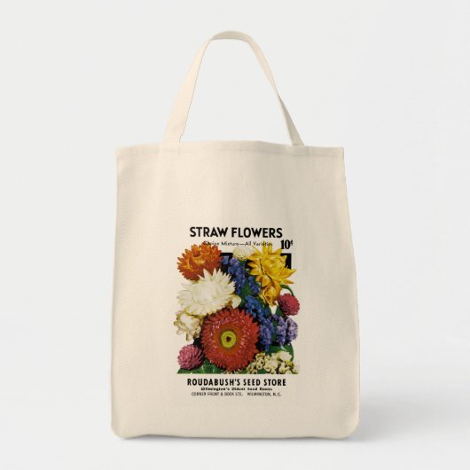 Tote Bag Étiquette de paquet de graine de fleurs de paille (Devant)