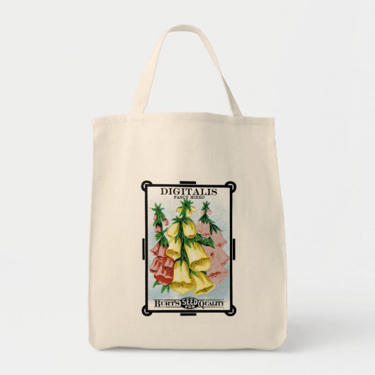 Tote Bag Étiquette de paquets de semences Digitalis (Devant)