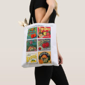 Tote Bag étiquettes vintages de publicité fruitière (De près)