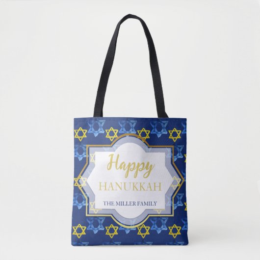 Tote Bag Étoile de David Joyeux Hanoukka Aquarelle (Devant)