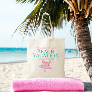 Tote Bag Étoile de mer rose personnalisée / Vacances de réu