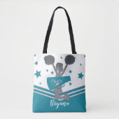 Tote Bag Étoiles Blanches Argent Sarcelle Acclament Menant (Devant)