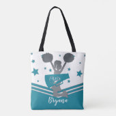 Tote Bag Étoiles Blanches Argent Sarcelle Acclament Menant (Dos)