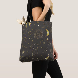 Tote Bag Étoiles Célestes, Lune et Constellations