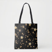 Tote Bag Étoiles célestes noires et d'or et Pois (Devant)