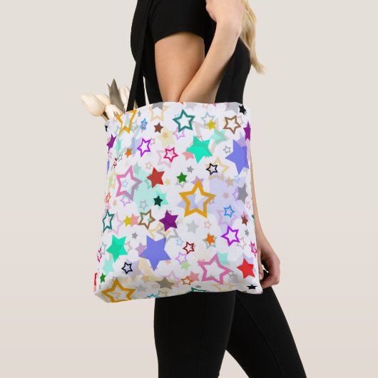 Tote Bag Étoiles colorées blanches (De près)