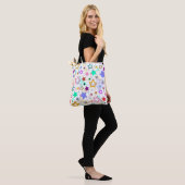 Tote Bag Étoiles colorées blanches (Sur le modèle)