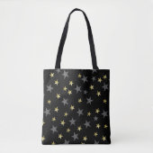 Tote Bag Etoiles d'argent et d'or Black Hollywood Star Glam (Devant)